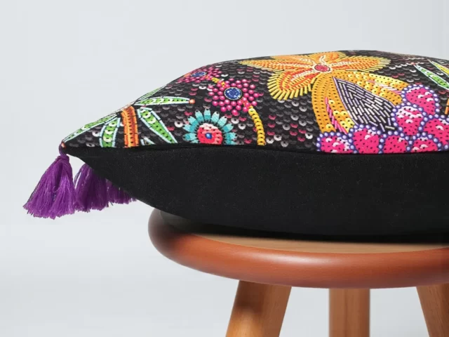 Colorful Floral Polish Folk Art Pillow Cover