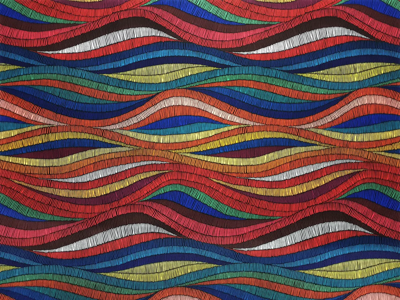 Colorful Geometric Waves Fabric