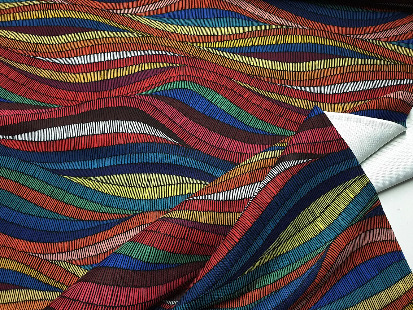 Colorful Geometric Waves Fabric
