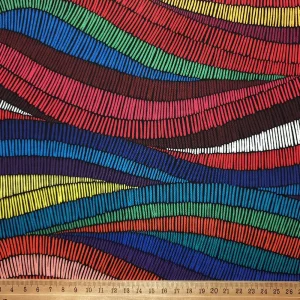 Colorful Geometric Waves Fabric