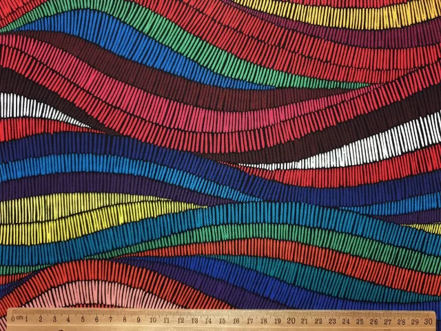 Colorful Geometric Waves Fabric