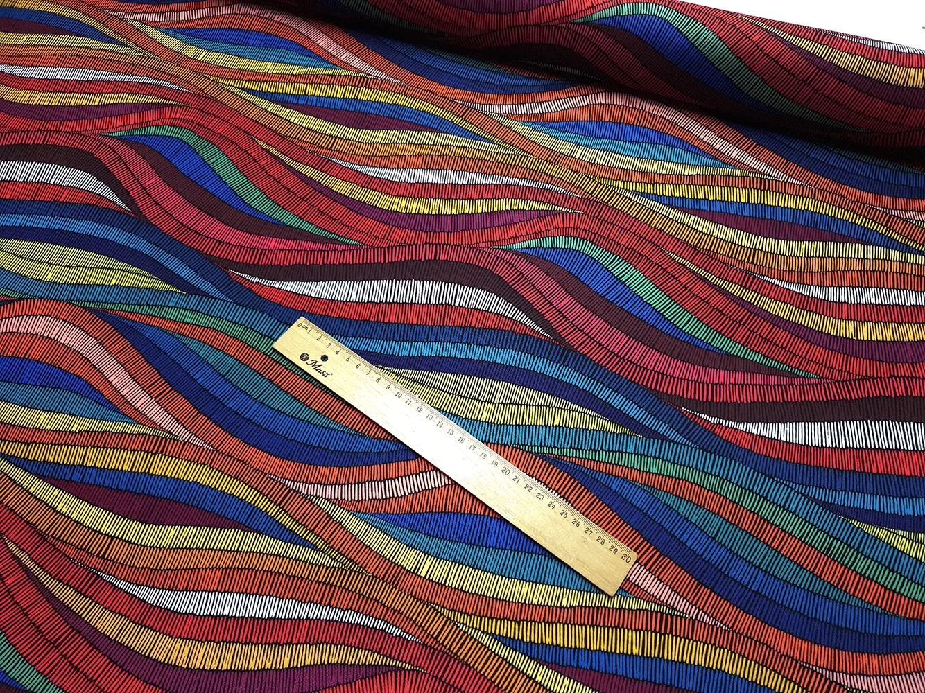 Colorful Geometric Waves Fabric