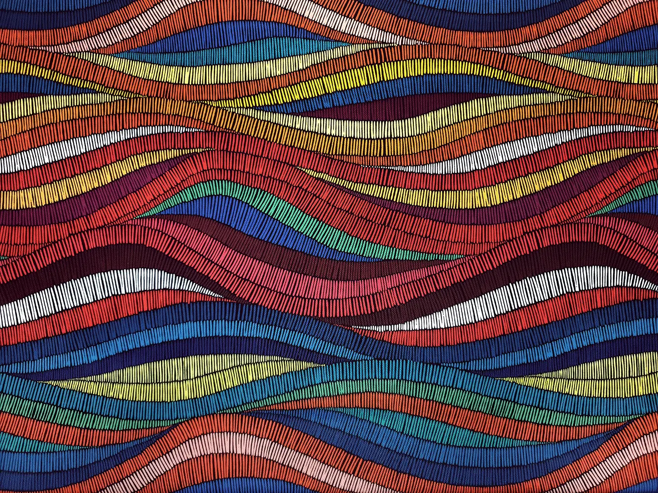 Colorful Geometric Waves Fabric