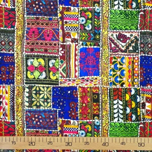 Colorful Patchwork Rug Print Fabric