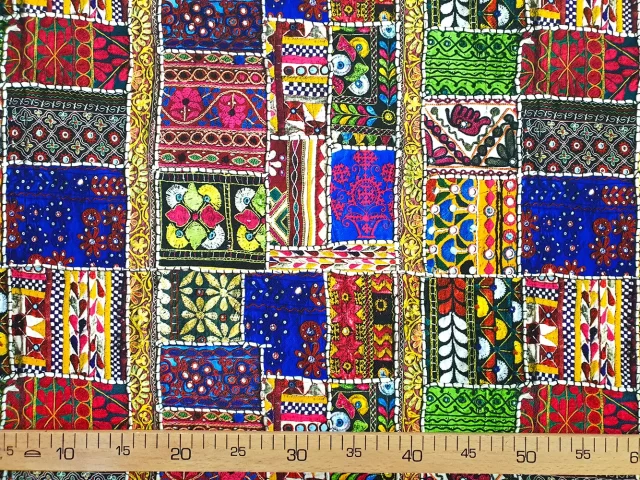 Colorful Patchwork Rug Print Fabric