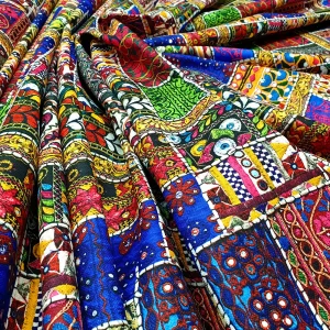 Colorful Patchwork Rug Print Fabric