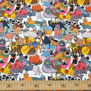 Cute Colorful Costumed Cats Fabric