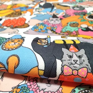 Cute Colorful Costumed Cats Fabric