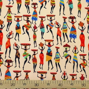 Dancing African Women Print Fabric