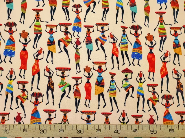 Dancing African Women Print Fabric