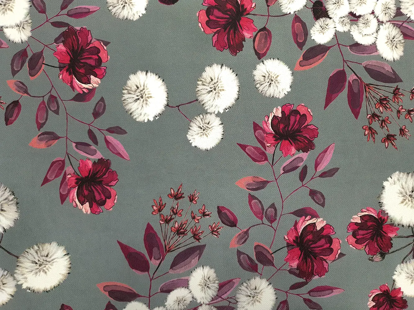 Dandelions in Grey Fabric