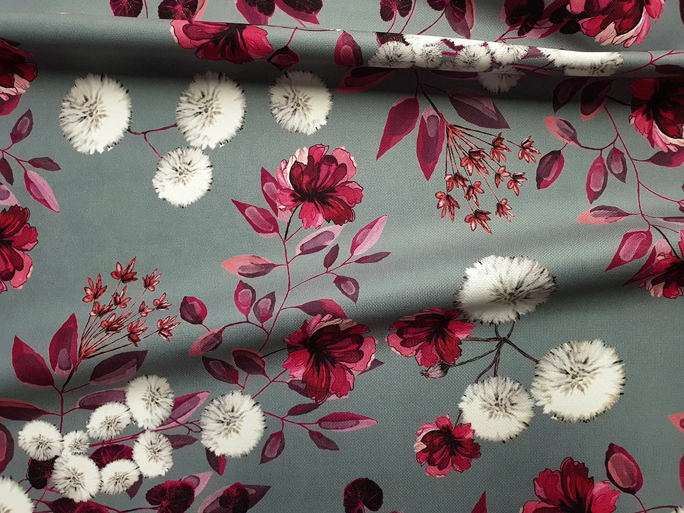 Dandelions in Grey Fabric