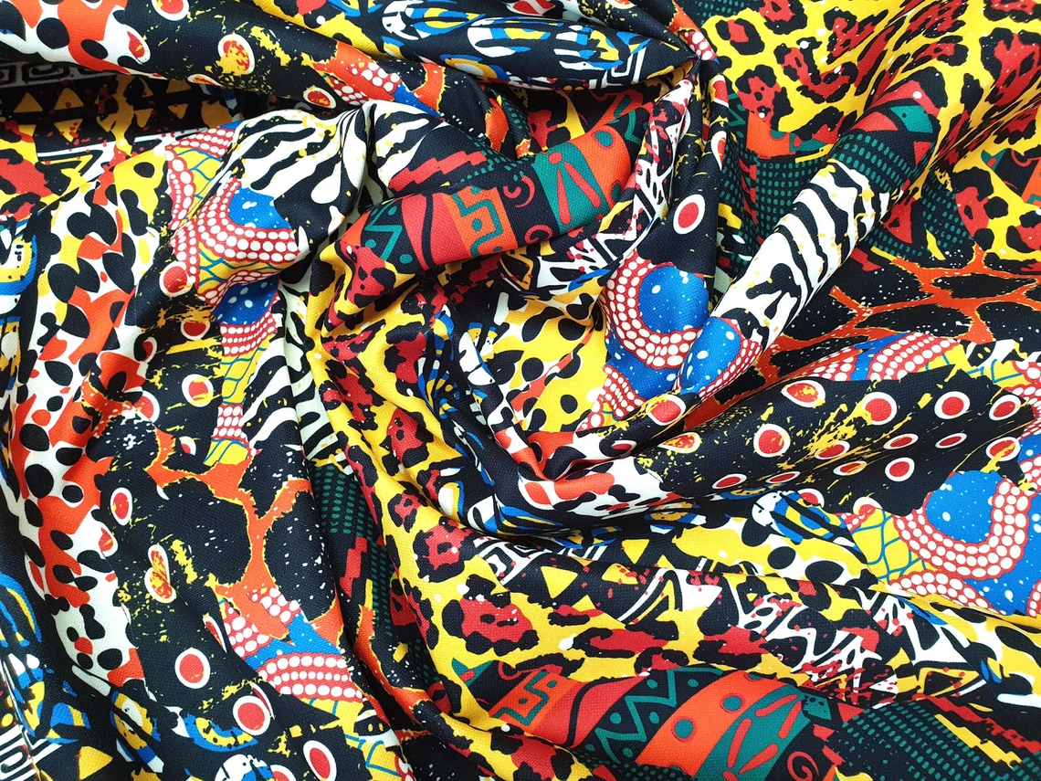 Exotic African Safari Animals Skin Fabric