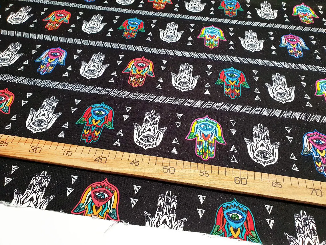 Fatima Hamsa Hand Print Fabric