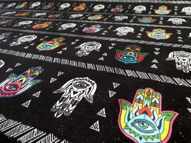Fatima Hamsa Hand Print Fabric