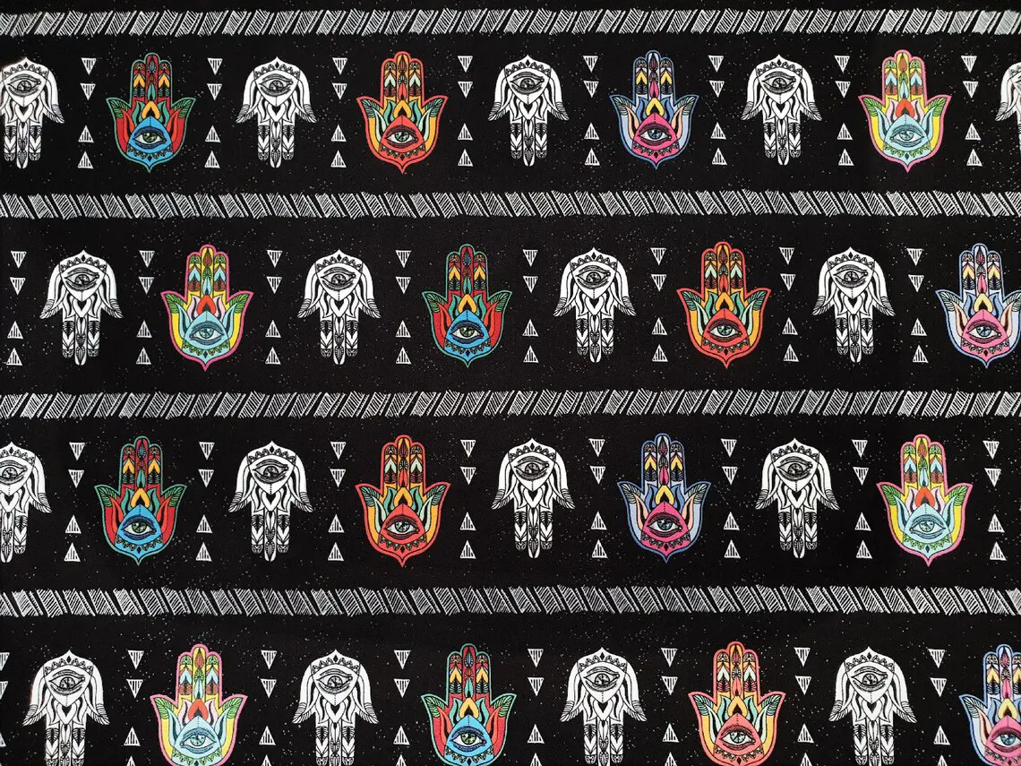 Fatima Hamsa Hand Print Fabric