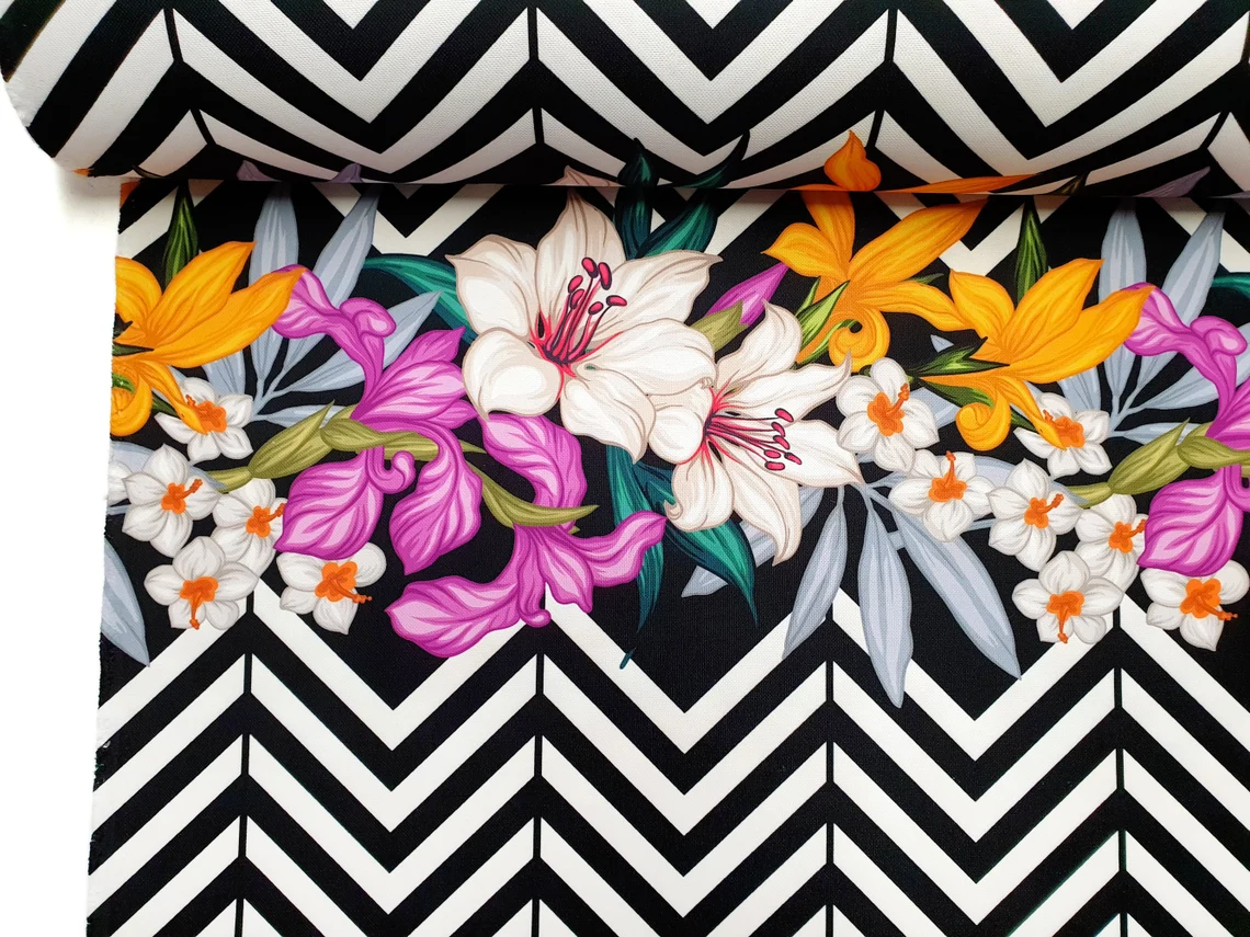 Floral Chevron Fabric