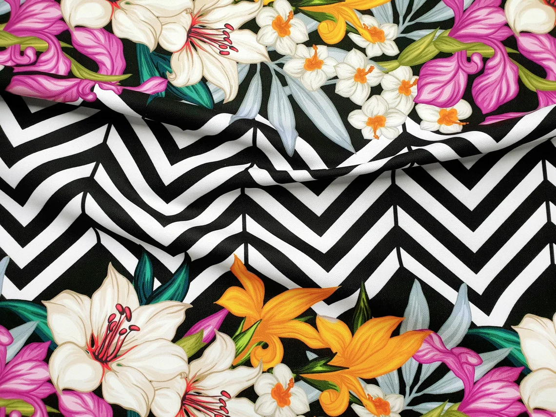 Floral Chevron Fabric
