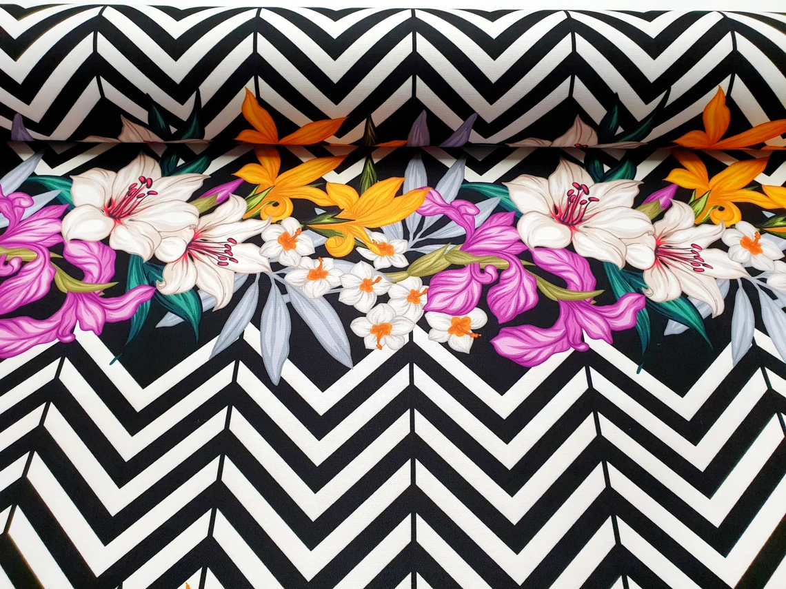Floral Chevron Fabric