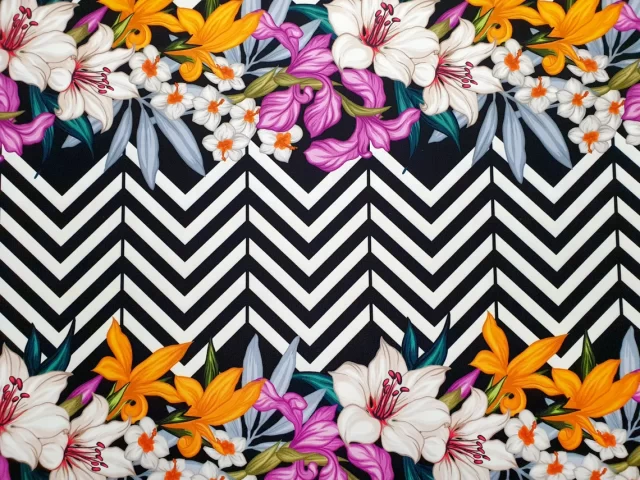 Floral Chevron Fabric