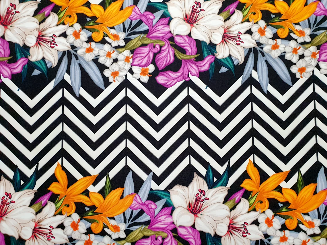Floral Chevron Fabric