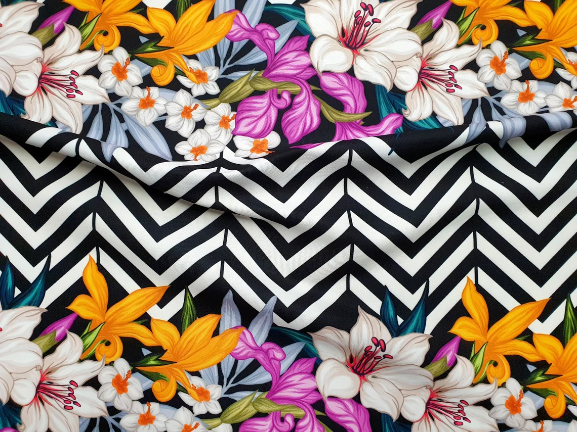 Floral Chevron Fabric