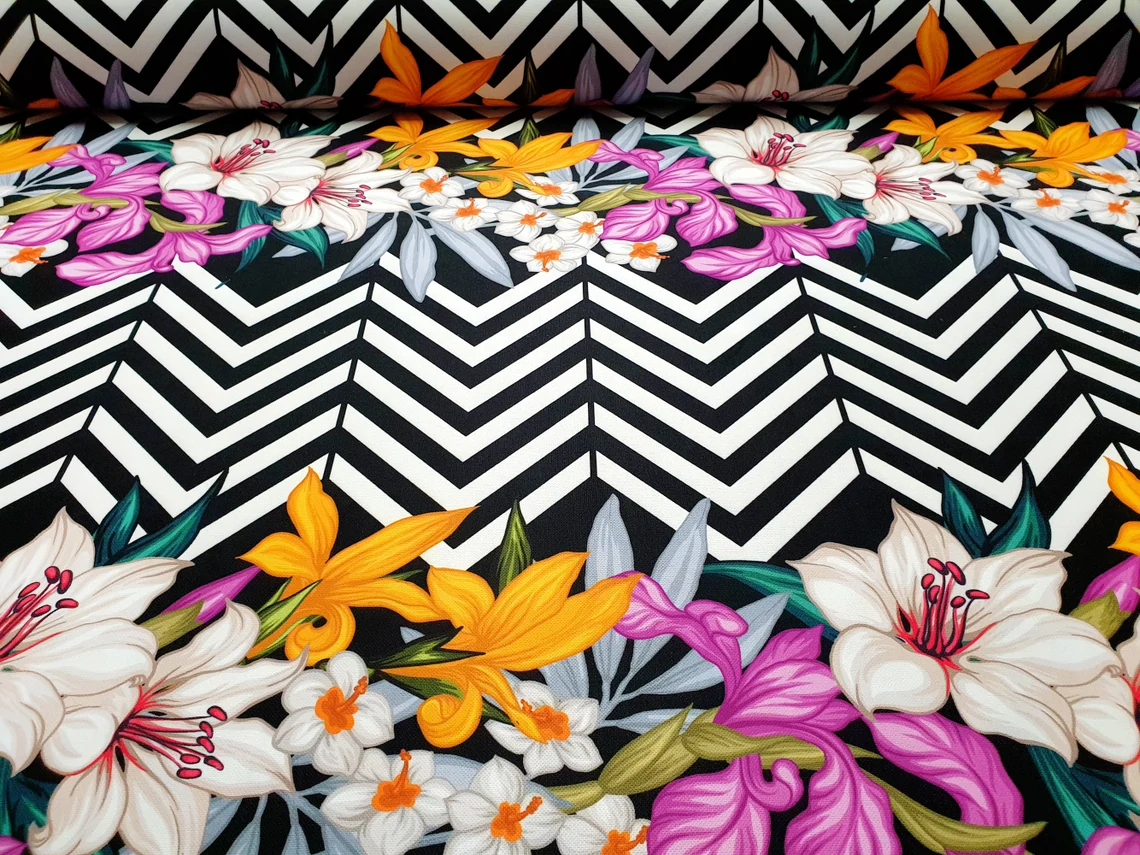 Floral Chevron Fabric