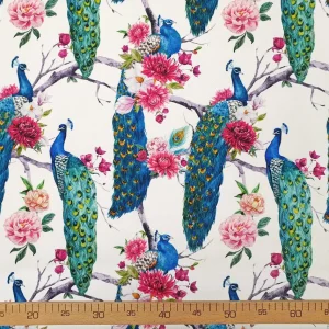 Floral Peacocks Fabric