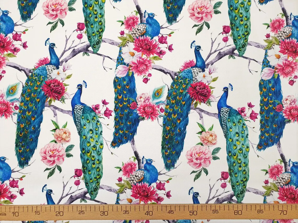 Floral Peacocks Fabric