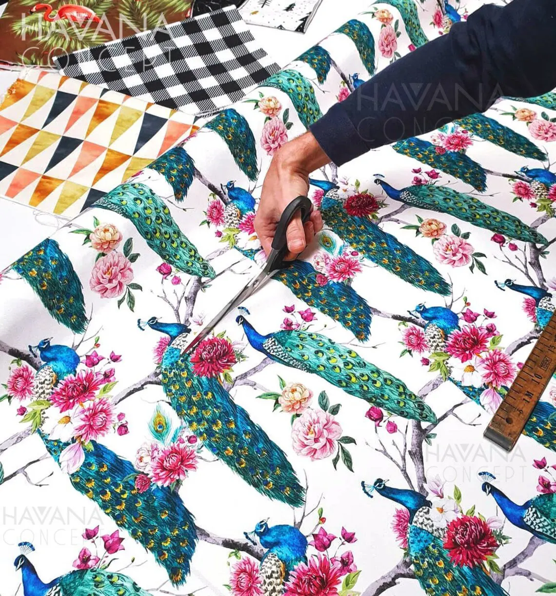 Floral Peacocks Fabric