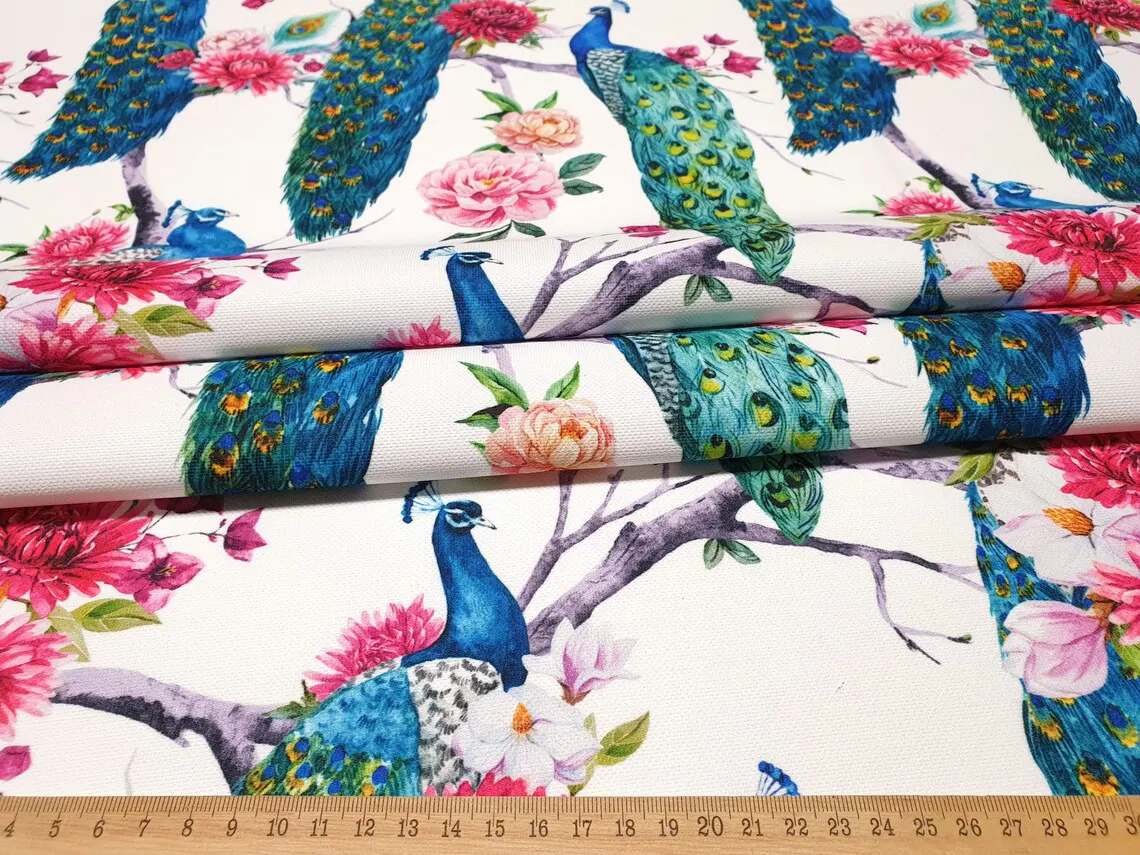 Floral Peacocks Fabric