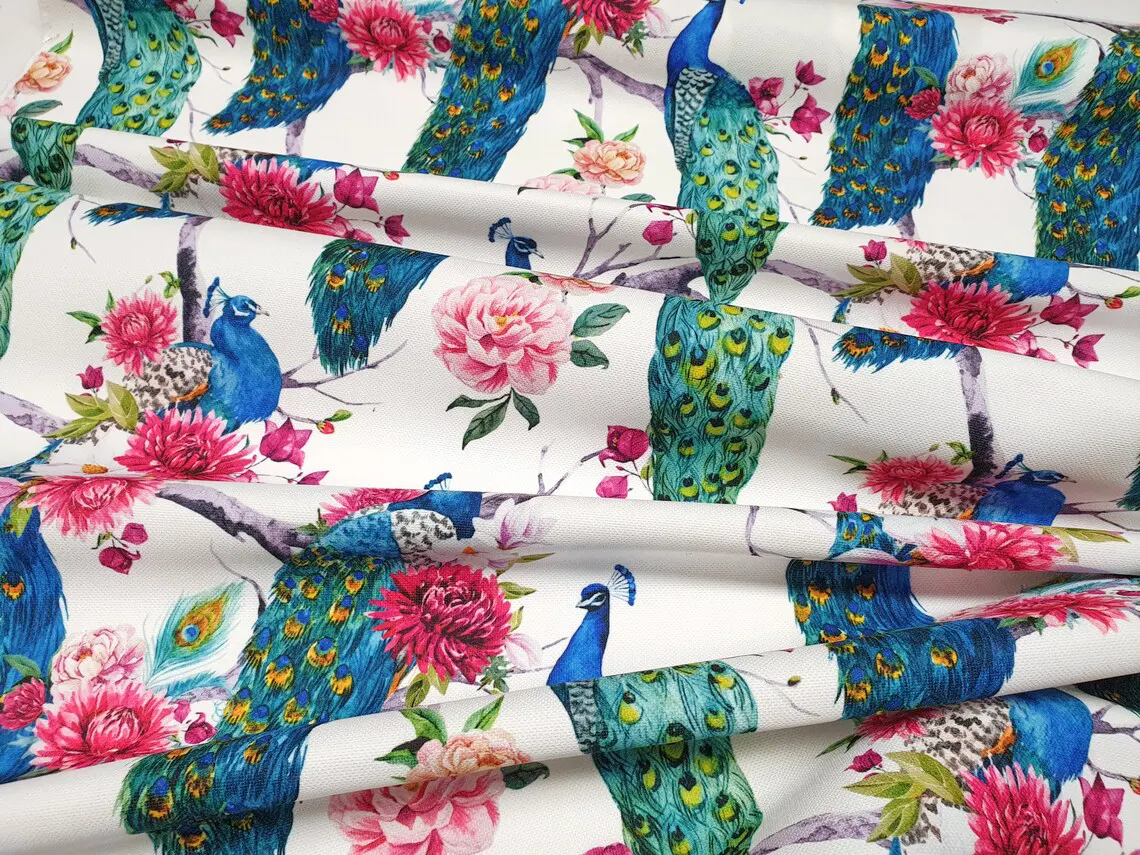 Floral Peacocks Fabric
