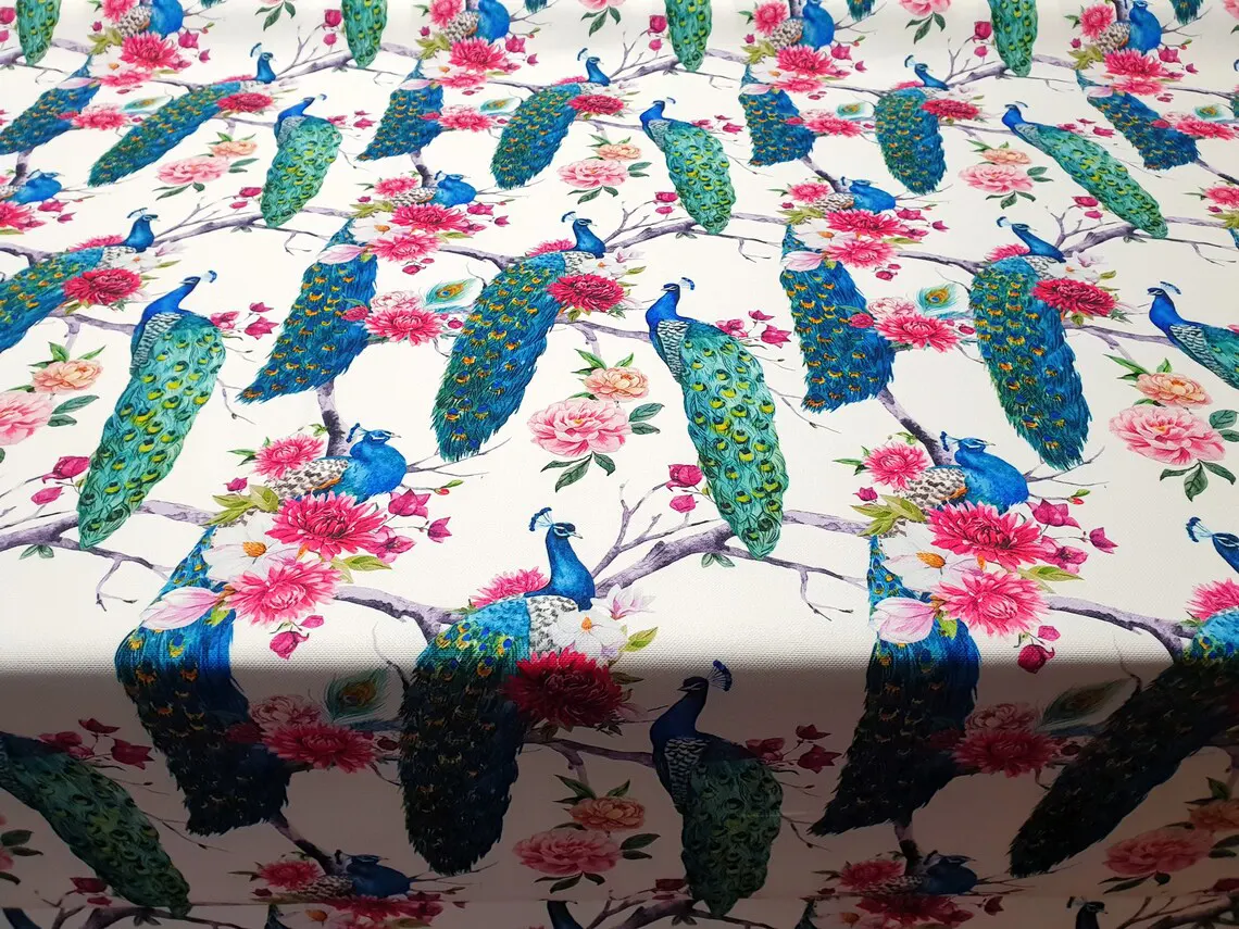 Floral Peacocks Fabric