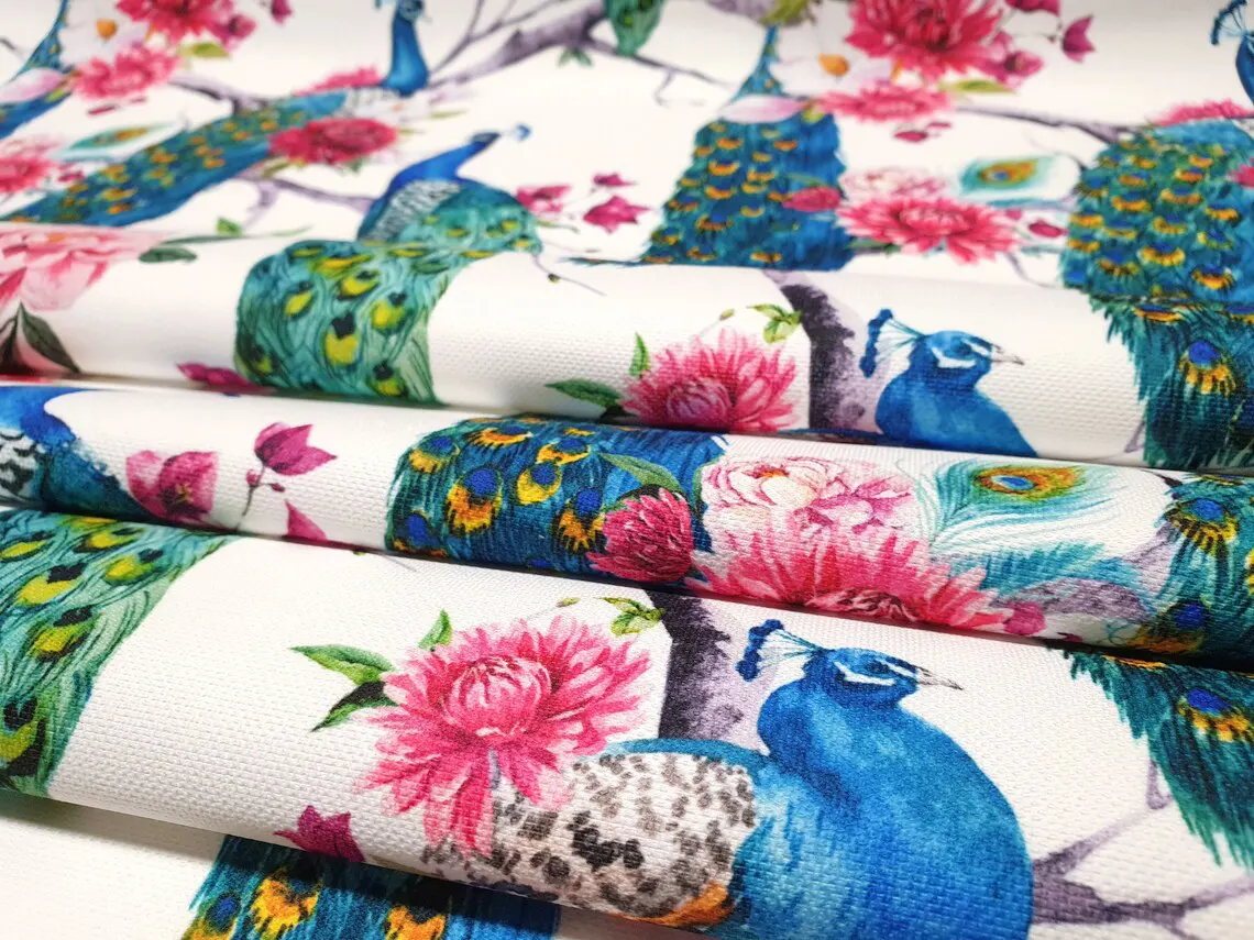 Floral Peacocks Fabric