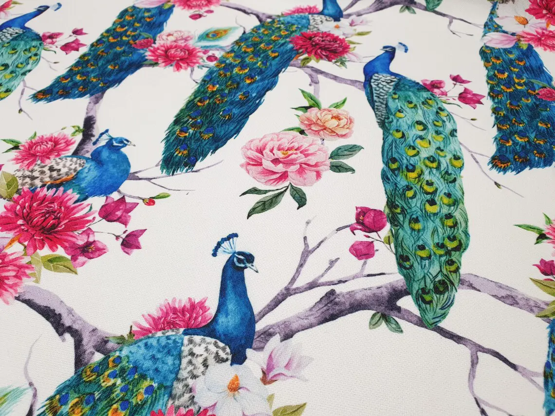 Floral Peacocks Fabric