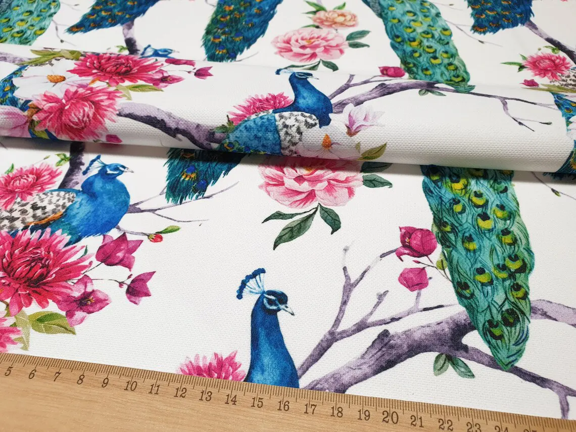 Floral Peacocks Fabric