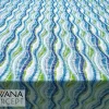 Green Blue Wavy Ikat Print Fabric
