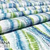 Green Blue Wavy Ikat Print Fabric