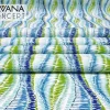 Green Blue Wavy Ikat Fabric