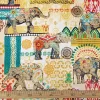 Indian Elephants Bohemian Fabric