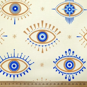 Ivory Evil Eye Bead Fabric