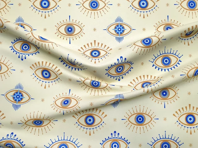 Ivory Evil Eye Bead Fabric