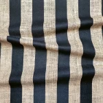 Jute Look Black Stripe Print Fabric