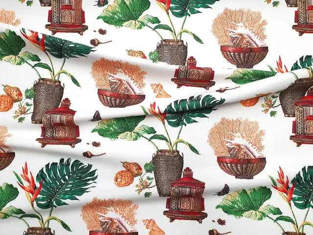 Lanterns and Floral Pots Fabric