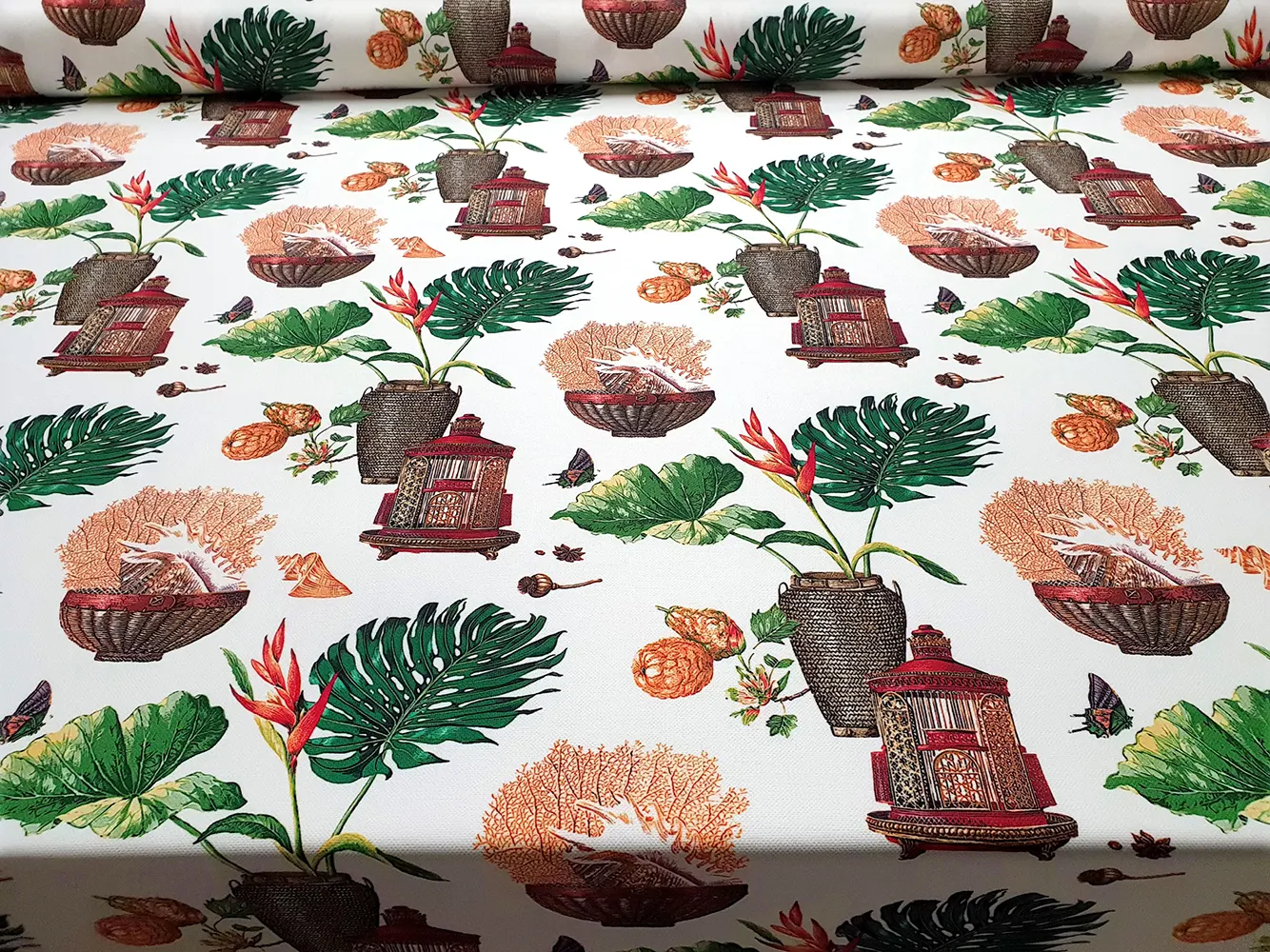 Lanterns and Floral Pots Fabric