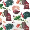 Lanterns and Floral Pots Fabric