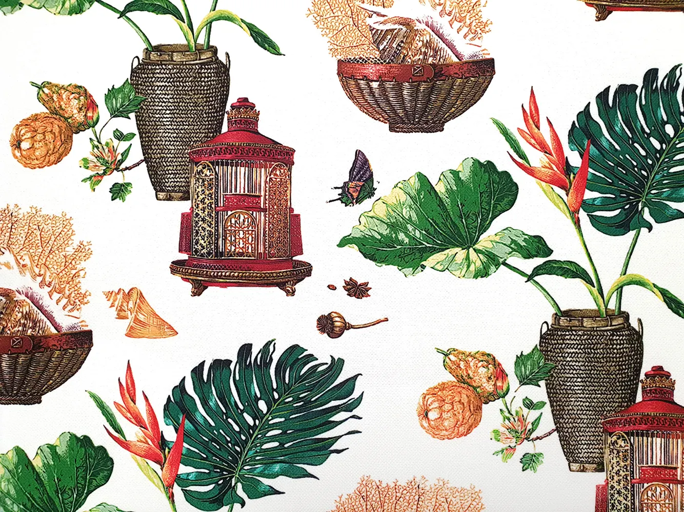 Lanterns and Floral Pots Fabric