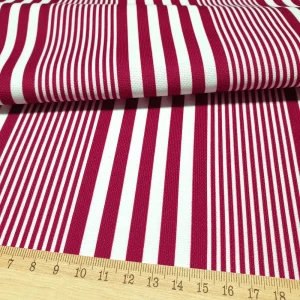 Maroon White Striped Fabric
