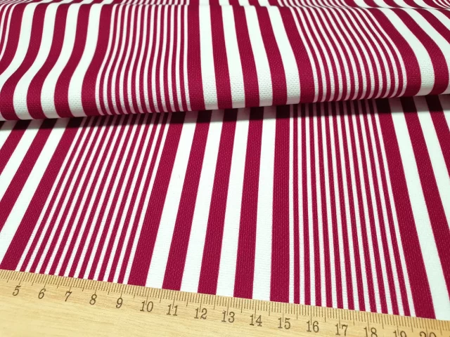 Maroon White Striped Fabric