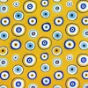 Mustard Evil Eye Bead Fabric